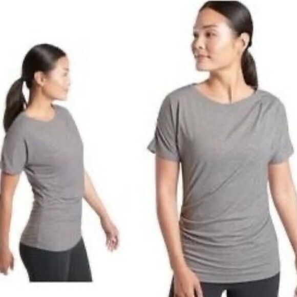 ATHLETA Women's Essence Pleated Tee Gray Large - Picture 1 of 9